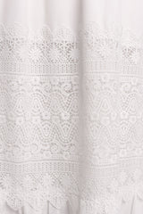 Rebecca White Lace Maxi Dress with Flare Sleeves and Waist Ties for Special Occasions