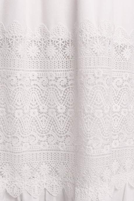 Rebecca White Lace Maxi Dress with Flare Sleeves and Waist Ties for Special Occasions