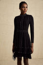Rebekah Mini Dress Black Knit Tiered Ruffled Embellished