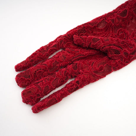Red decorated midi dress Belle with matching gloves