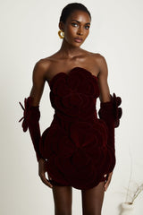 Red floral applique mini dress Azura