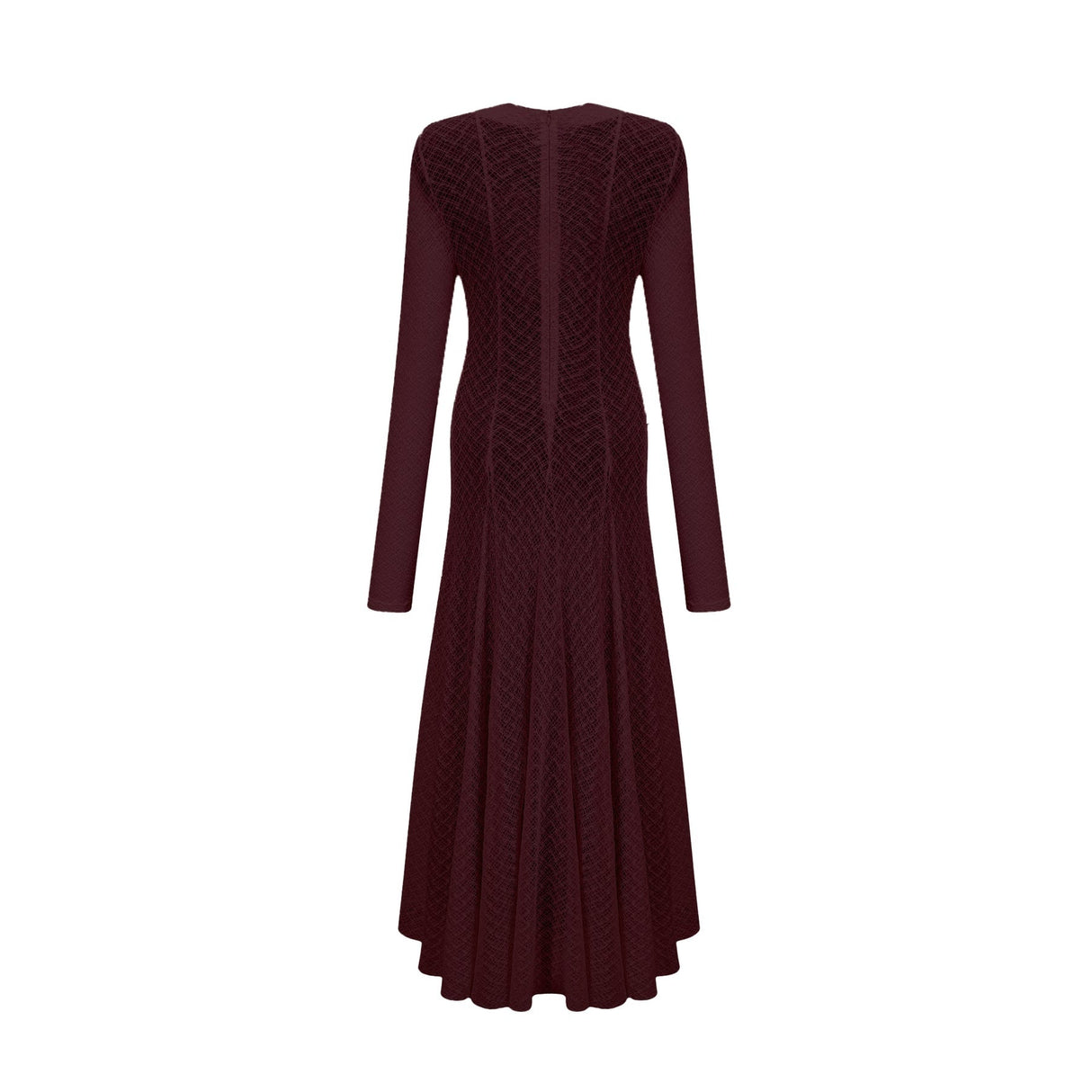 Red lace maxi dress with wavy pattern named Athena