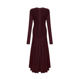 Red lace maxi dress with wavy pattern named Athena