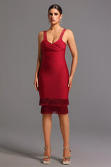 Red Loretta Sleeveless Tassel Bandage Mini Dress on Adalgisa