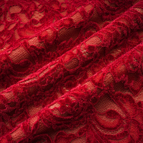 Red ornate midi dress Belle with gloves