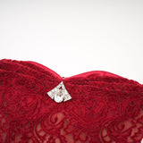 Red ornate midi dress Belle with gloves