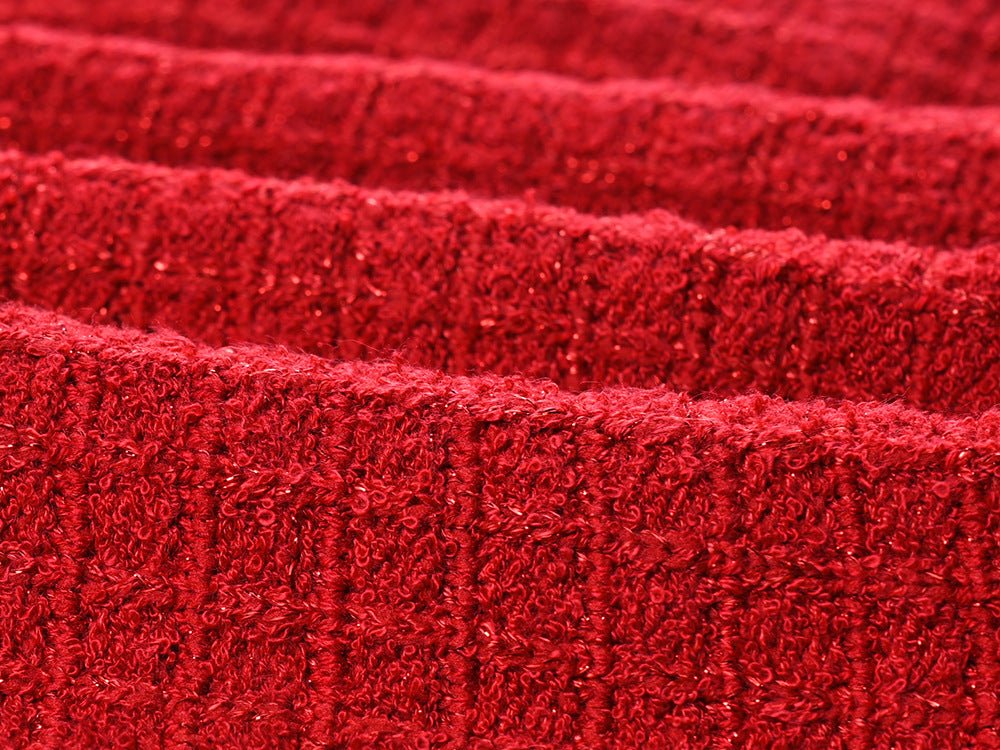 Red Tweed Chanel-Inspired Set with Bow Embellishments