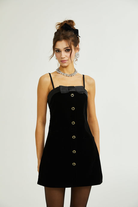 Reeva bowembellished velvet mini dress