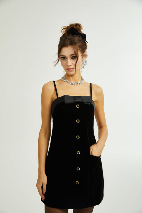 Reeva bowembellished velvet mini dress