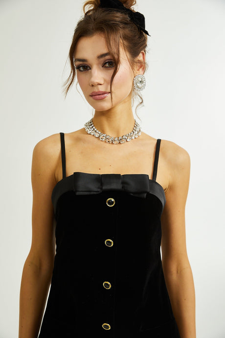 Reeva bowembellished velvet mini dress
