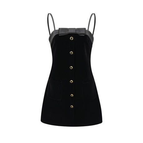 Reeva bowembellished velvet mini dress