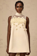 Remi Mini Dress Bow Detailing A - Line Thigh Length Neutrals