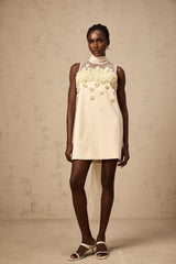 Remi Mini Dress Bow Detailing A - Line Thigh Length Neutrals