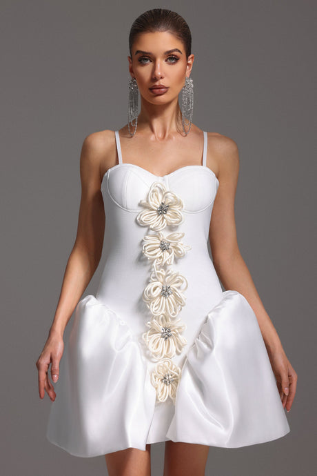 Remi White Floral Strapless Mini Dress
