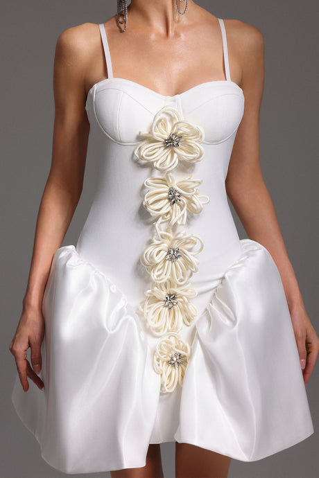 Remi White Floral Strapless Mini Dress