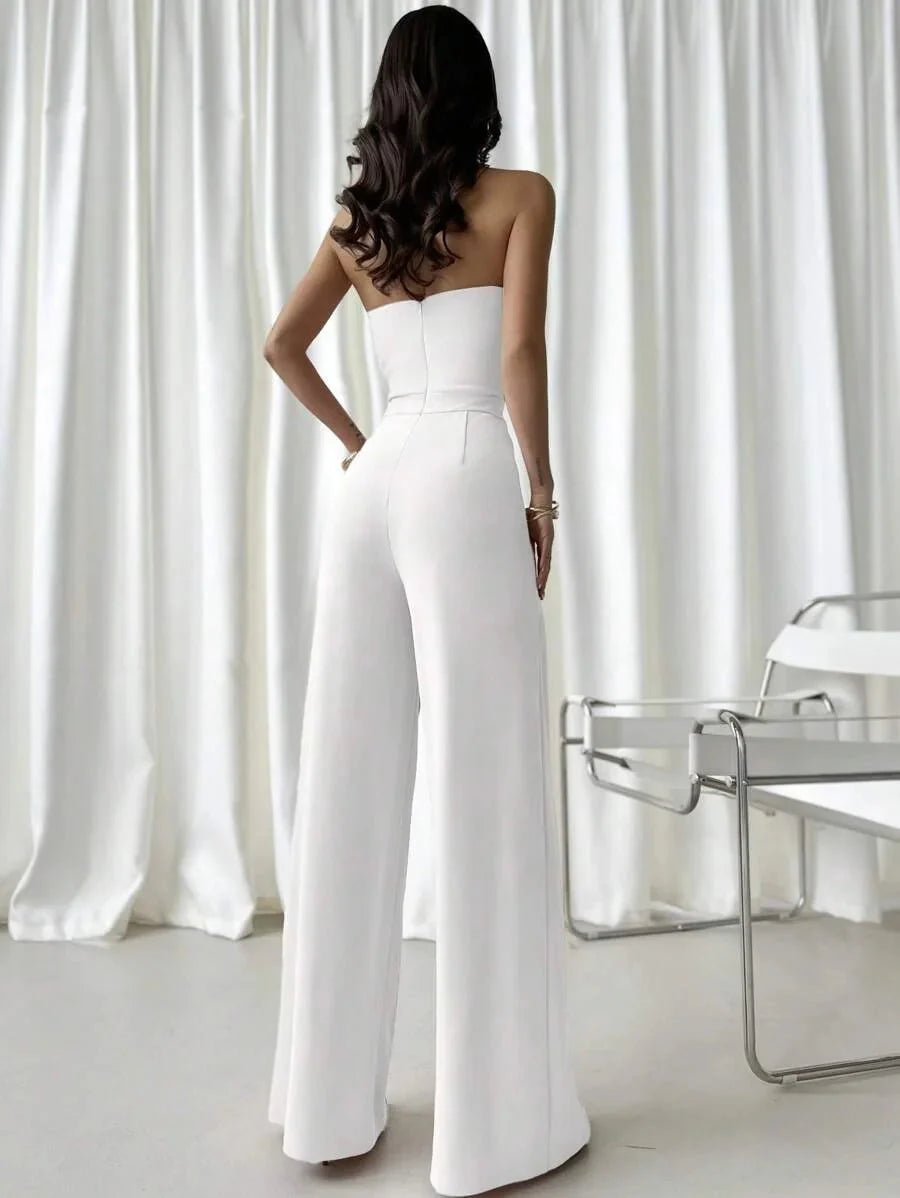 Renata Jumpsuit - Refined Style - Regular Fit - Long Length - Medium Stretch Elasticity - Sleeveless - Neckline Strapless - Knitted Fabric