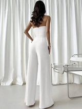 Renata Jumpsuit - Refined Style - Regular Fit - Long Length - Medium Stretch Elasticity - Sleeveless - Neckline Strapless - Knitted Fabric