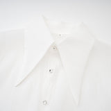 Renée white ruffled mini shirt dress