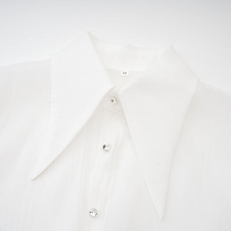 Renée white ruffled mini shirt dress