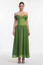 Rhea Green Off-Shoulder Maxi Dress