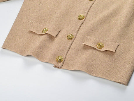 Rhea Knit Jacket – Cropped Length – Feather Cuffs – Tailored Fit