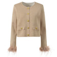Rhea Knit Jacket – Cropped Length – Feather Cuffs – Tailored Fit