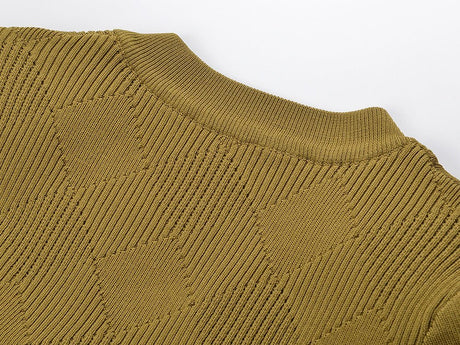 Riley Dress - Fitted Silhouette - Textured Button - Down Design - Bodycon Fit - Gold Button Embellishments