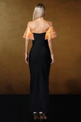 Rina Black One Shoulder Beaded Maxi Dress