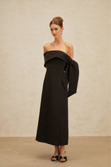 Rina Maxi Dress - Off - the - Shoulder - Bow Detail - Side Slit