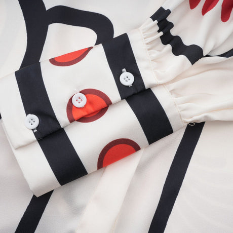 Rinata Shirt & Trousers White Multicolor Graphic Print Set