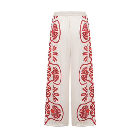 Rinata Shirt & Trousers White Multicolor Graphic Print Set