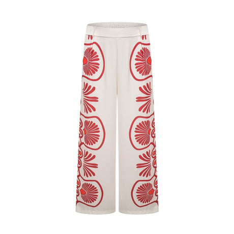 Rinata Shirt & Trousers White Multicolor Graphic Print Set