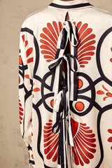 Rinata Shirt & Trousers White Multicolor Graphic Print Set