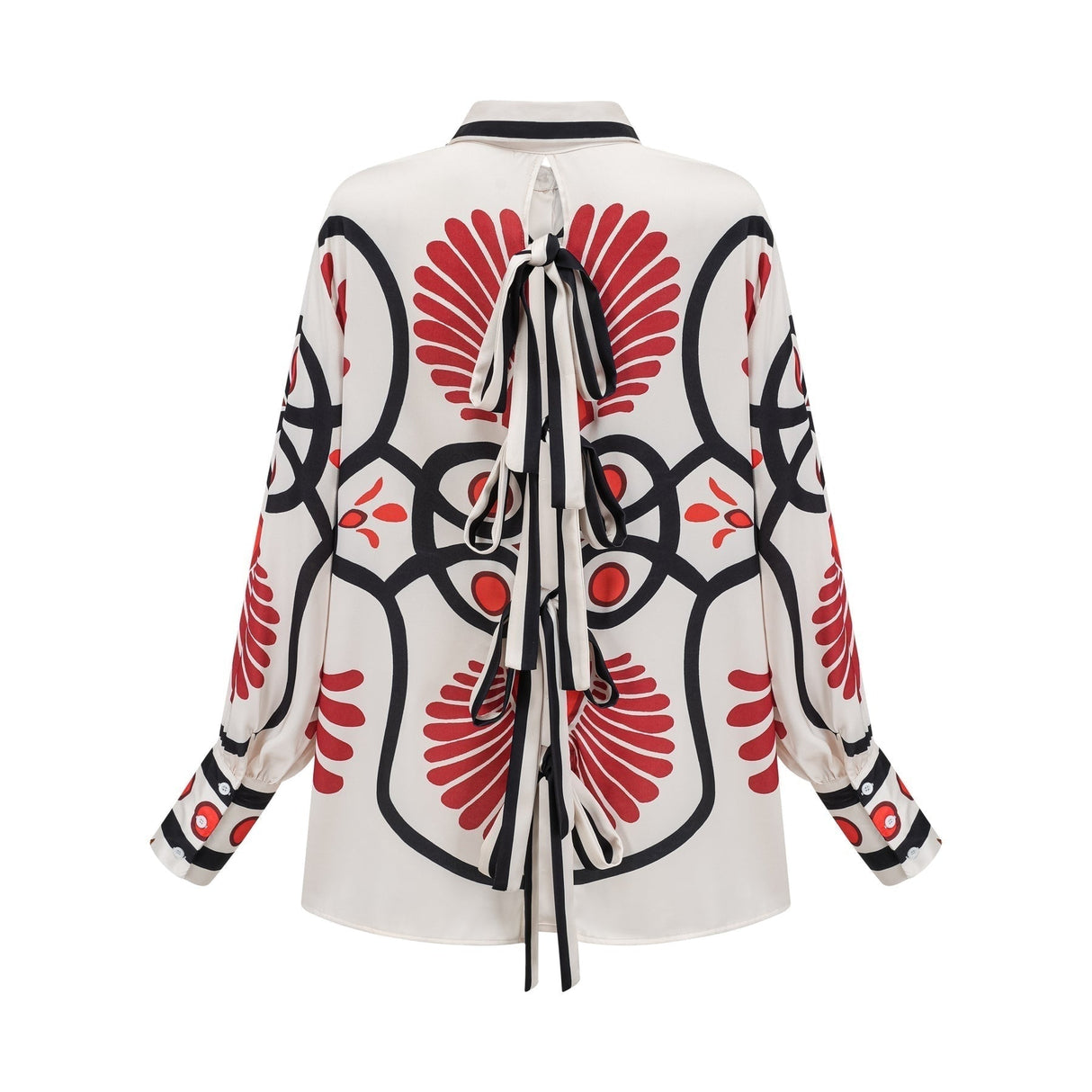 Rinata Shirt & Trousers White Multicolor Graphic Print Set