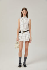 Rinata Top & Skirt Striped White Matching Set