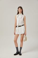 Rinata Top & Skirt Striped White Matching Set