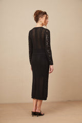 Rita Cardigan & Skirt Black Sequin Crochet Matching Set