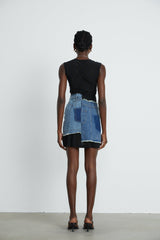 Rita Denim Patchwork Sleeveless Dress