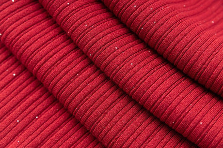 Rita Dress - Bodycon Fit - Polo Collar - Knee - Length Silhouette - Ribbed Knit With Sparkling Details