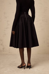 Rita Skirt Black Pleated Flared Midi & High Waist