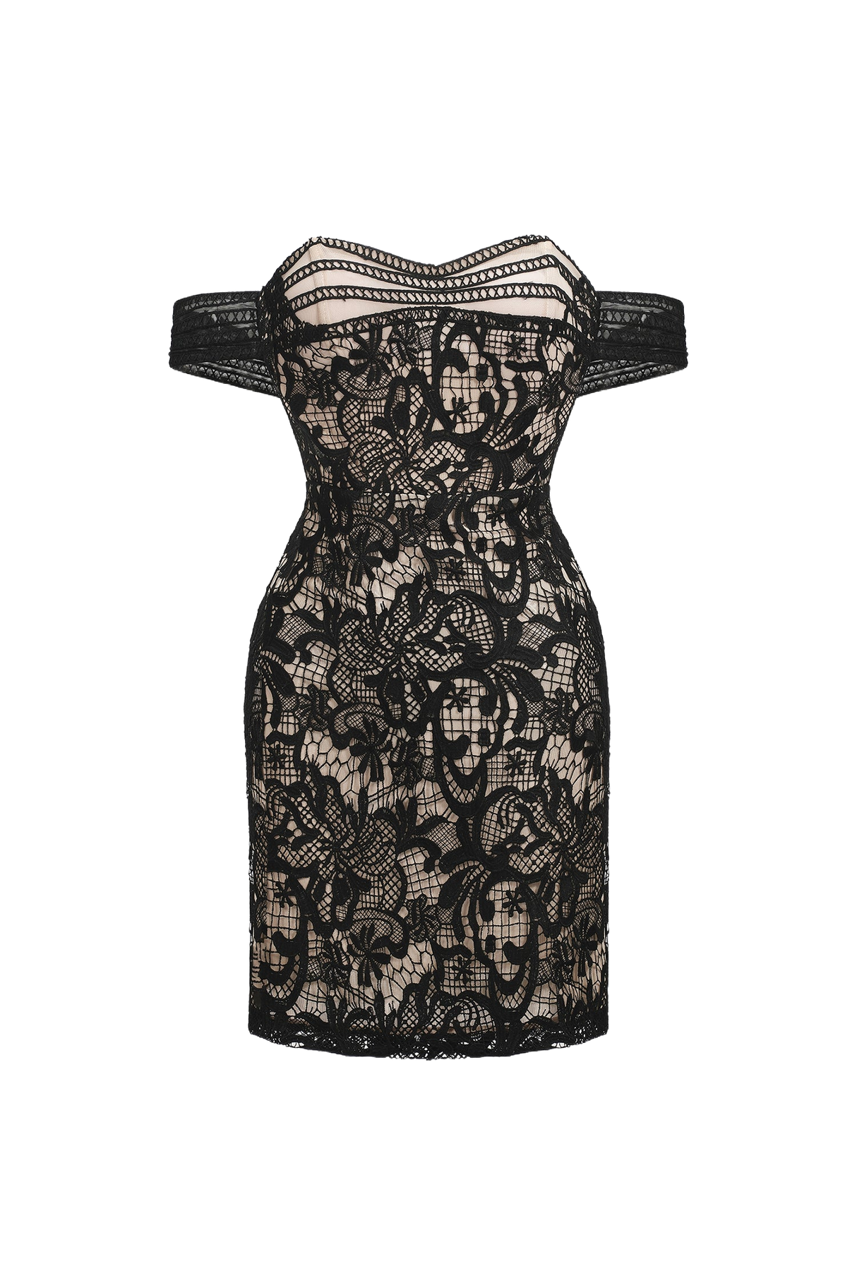 Johanna Mini Dress - Intricate Lace Detailing - Fitted Silhouette - One-Shoulder Neckline - Mini Length - Exquisite Craftsmanship