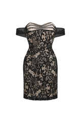 Johanna Mini Dress - Intricate Lace Detailing - Fitted Silhouette - One-Shoulder Neckline - Mini Length - Exquisite Craftsmanship