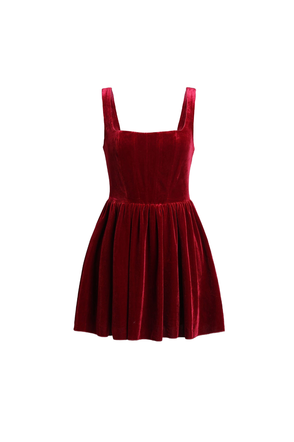 Rosalia Mini Dress - Sleeveless - Velvet Fabric - Flared Skirt - Neckline - Versatile Fit