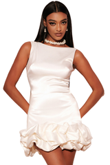 Fabiana Mini Dress - Slim Fit - Satin Fabric - Ruffled Hem - Fitted Bodice - Comfortable Fit