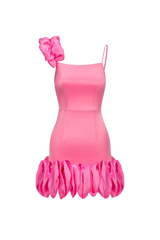 Eden Ruffled Hem Mini Dress - Playful - Asymmetric Neckline - Body-Hugging Silhouette - Striking Ruffle Hem