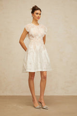 Roberta Mini Dress White 3D - Petal Lace Trimmed