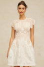 Roberta Mini Dress White 3D - Petal Lace Trimmed