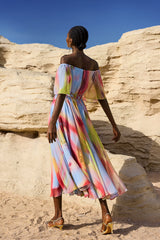 Roberta Multicolor Hollow Out Off-the-Shoulder Dress for Women