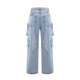 Roberta Trousers Blue High - Waisted Cargo & Wide - Leg Silhouette