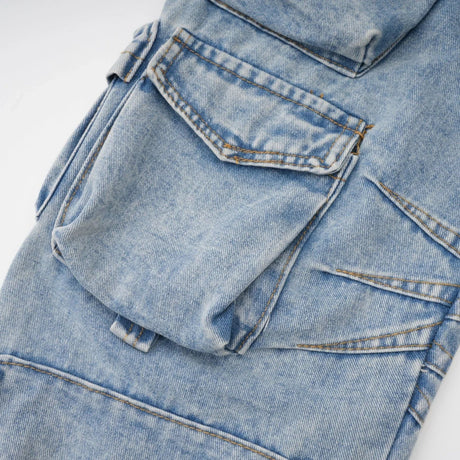 Roberta Trousers Blue High - Waisted Cargo & Wide - Leg Silhouette